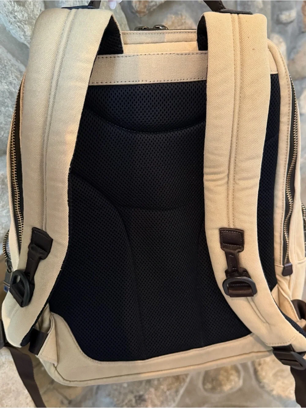 Tumi Alpha Bravo Knox Backpack Deluxe Khaki Canvas Leather